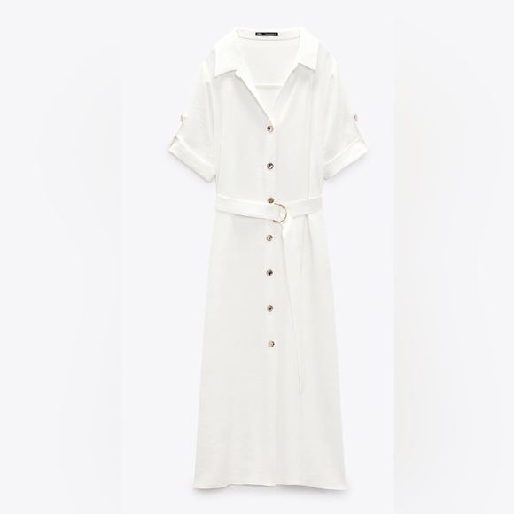 Zara Dresses & Skirts - NWOT BELTED SHIRT DRESS SIZE L